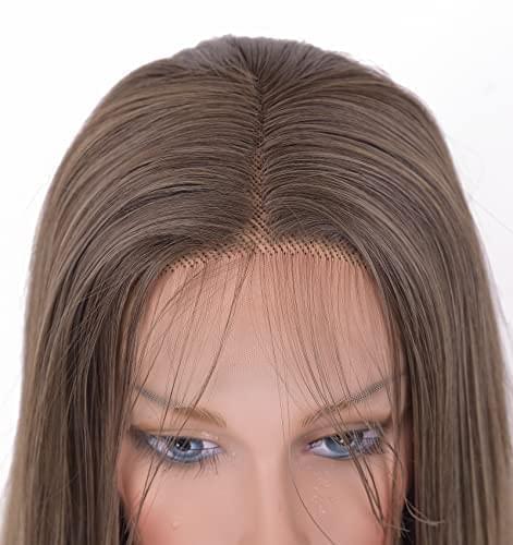 12 inch Light Brown Loose Curly Lace Front Wig with Middle Part - Image 137