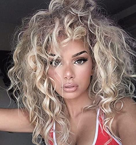 12 inch Light Brown Loose Curly Lace Front Wig with Middle Part - Image 150
