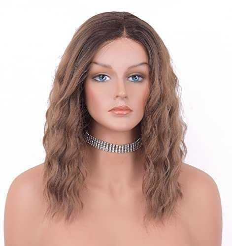 12 inch Light Brown Loose Curly Lace Front Wig with Middle Part - Image 3