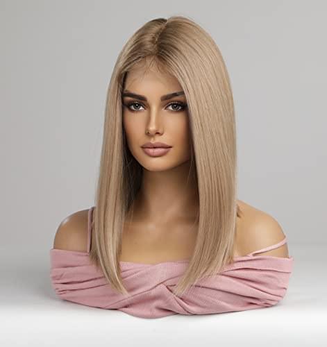 12 inch Light Brown Loose Curly Lace Front Wig with Middle Part - Image 6