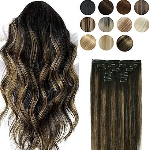 14-22" Clip In Brazilian Human Hair Extensions 120g 7pcs Set