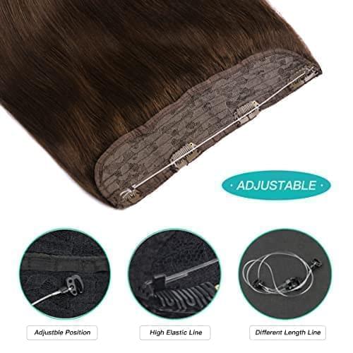 14 inch Chocolate Brown Invisible Fish Line Hair Extension - Image 5