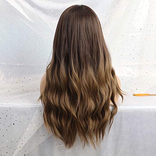 24 inch Wavy Long Brown Middle Parting Heat Resistant Synthetic Wig - Image 16