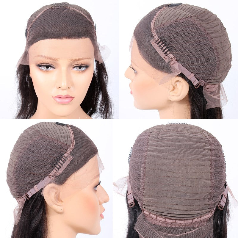 Human Hair Lace Front Wig, Ash Brown with Blonde Tips, 26" - Image 3