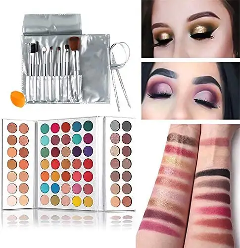 Makeup Set Eyeshadow Palette, Brushes, Sponge - Image 2