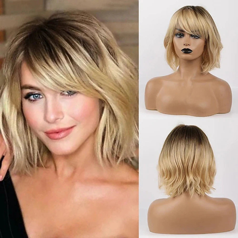 Blended Remy Hair Bob Wig with Bangs