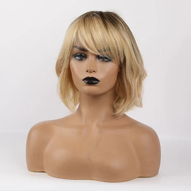 Blended Remy Hair Bob Wig with Bangs - Image 2