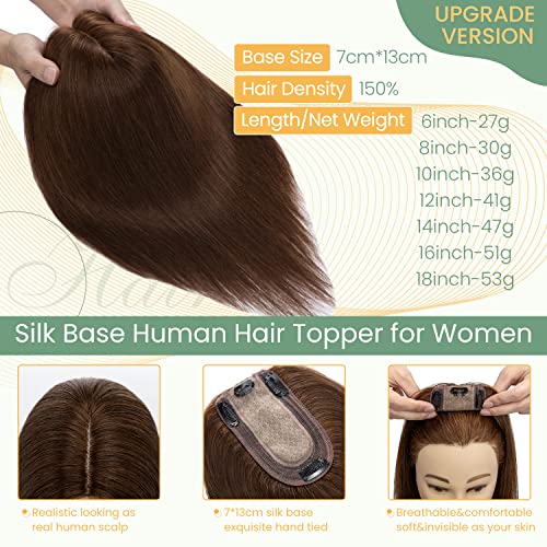 Clip in Hair Topper Human Hair with Silk Base Hairpiece - Image 2