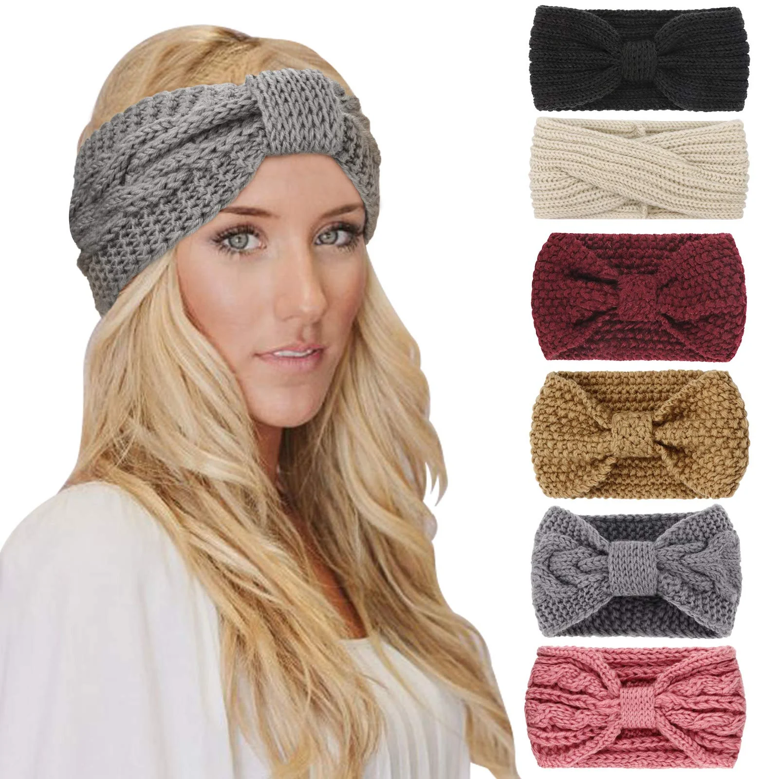 Crochet Ear Warmer Knit Headband - 6pcs