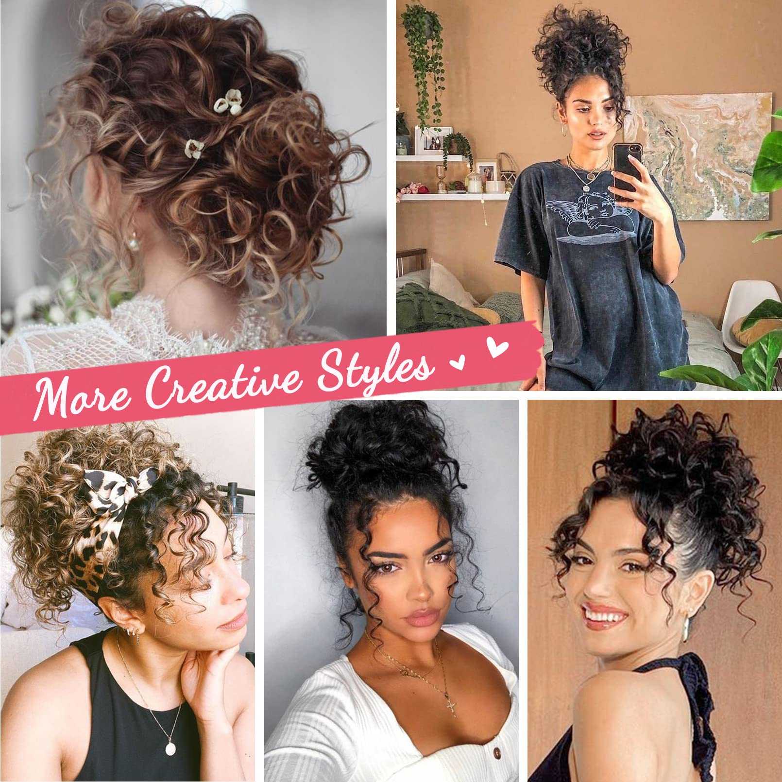 Curly Messy Hair Bun Hair Piece Elastic Drawstring - Image 37