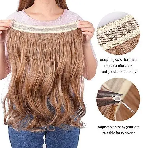 Curly Synthetic Halo Hair Extensions 20" - Image 3