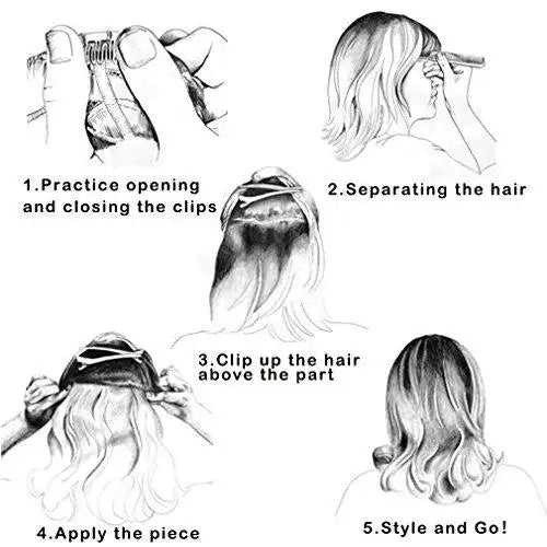3/4 Curly Wavy Clips in on Synthetic Hair Extensions - Image 18