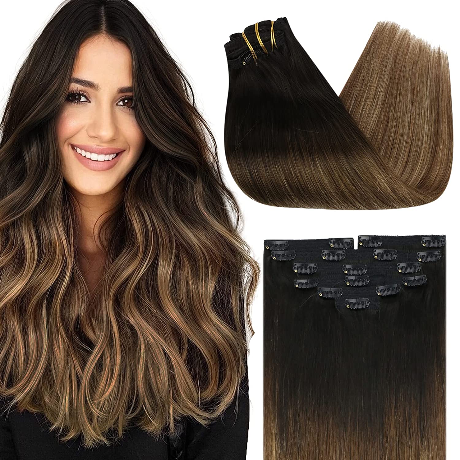 Double Wefted Clip In Hair Extension Human Hair 105g -7pcs