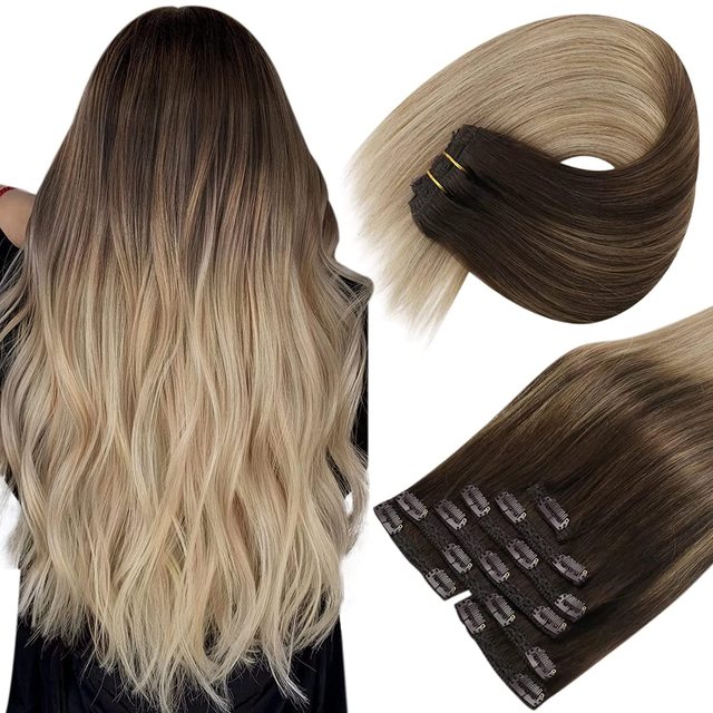 Double Wefted Clip In Hair Extension Human Hair 105g -7pcs - Image 10