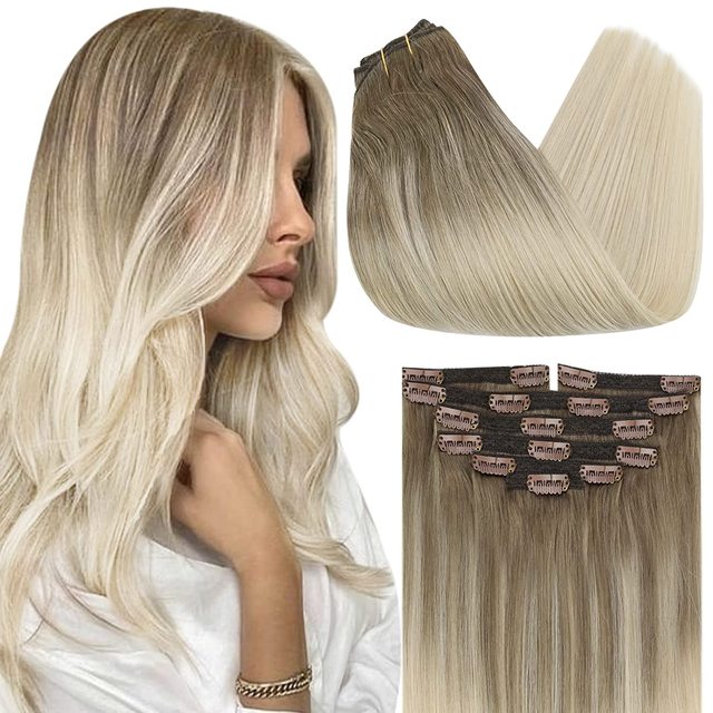 Double Wefted Clip In Hair Extension Human Hair 105g -7pcs - Image 11