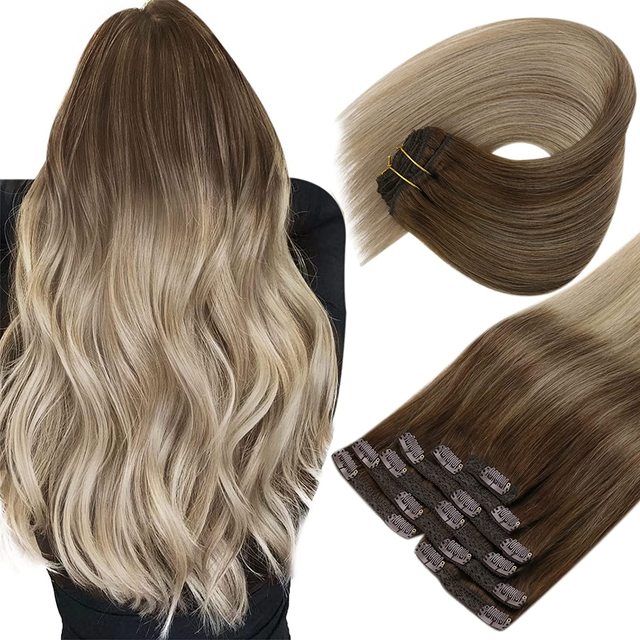 Double Wefted Clip In Hair Extension Human Hair 105g -7pcs - Image 12
