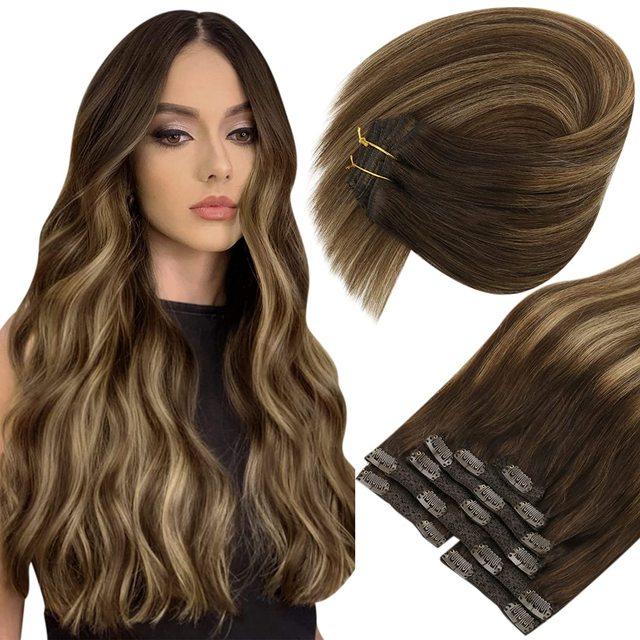 Double Wefted Clip In Hair Extension Human Hair 105g -7pcs - Image 13
