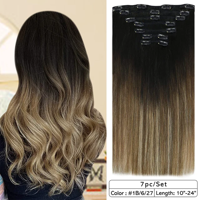 Double Wefted Clip In Hair Extension Human Hair 105g -7pcs - Image 18