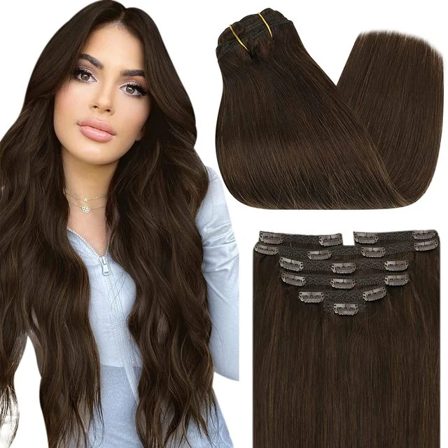 Double Wefted Clip In Hair Extension Human Hair 105g -7pcs - Image 2