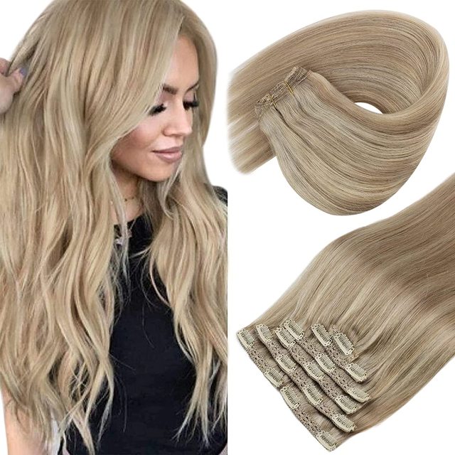 Double Wefted Clip In Hair Extension Human Hair 105g -7pcs - Image 3