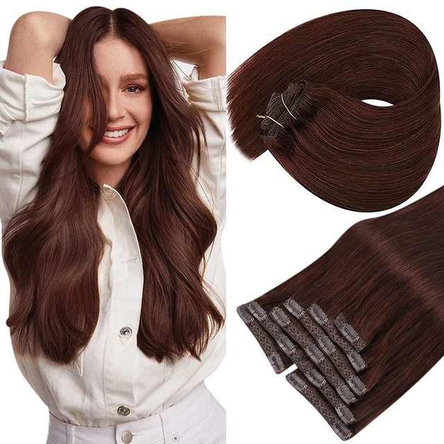 Double Wefted Clip In Hair Extension Human Hair 105g -7pcs - Image 4