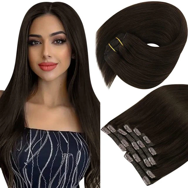 Double Wefted Clip In Hair Extension Human Hair 105g -7pcs - Image 5