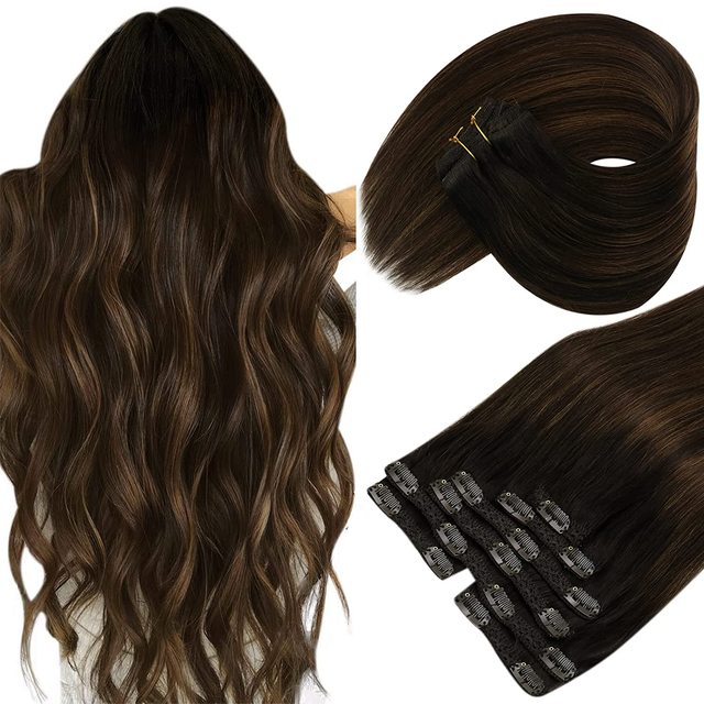 Double Wefted Clip In Hair Extension Human Hair 105g -7pcs - Image 6