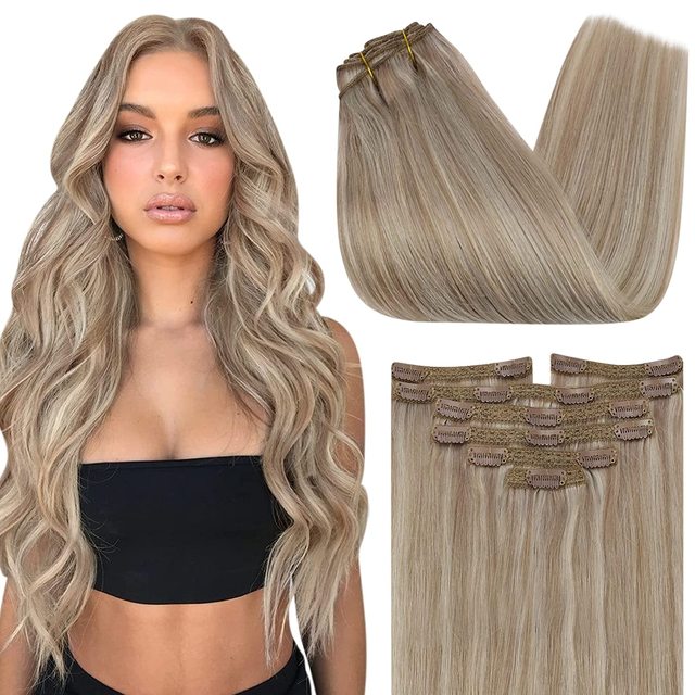 Double Wefted Clip In Hair Extension Human Hair 105g -7pcs - Image 9