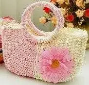 Pink Straw Hand Bag - Image 2