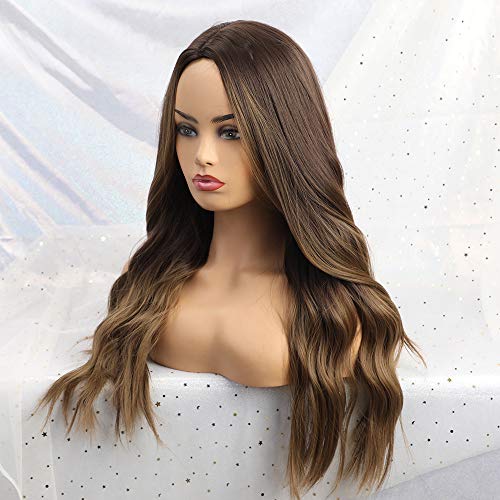 Golden Brown Wavy wig with Middle Part - Image 4
