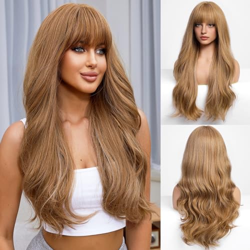 Honey Blonde Wavy Wig Synthetic Heat Resistant Fiber Wig