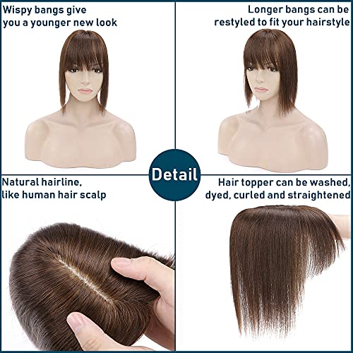 Human Hair Synthetic Blend Hair topper with bangs - Image 26