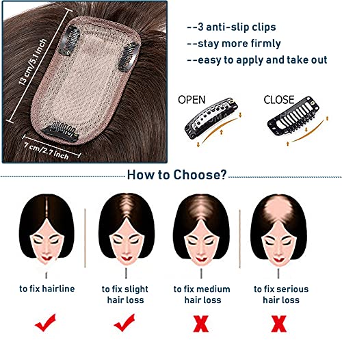 Human Hair Synthetic Blend Hair topper with bangs - Image 4