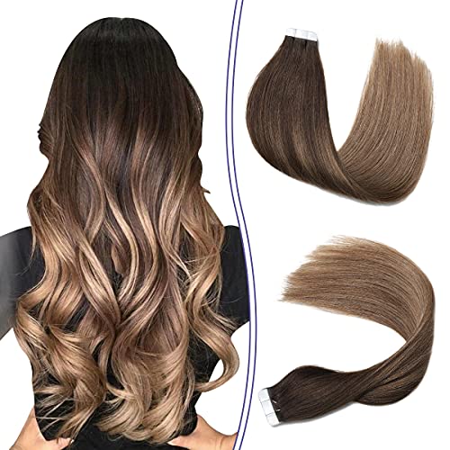 Human Hair Tape in Extensions Ombre Baylage Hair 14 Inch Tape in Extensions