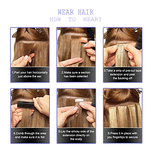 Human Hair Tape in Extensions Ombre Baylage Hair 14 Inch Tape in Extensions - Image 18