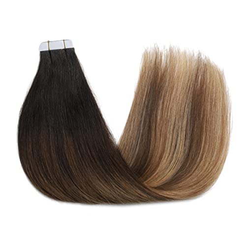 Human Hair Tape in Extensions Ombre Baylage Hair 14 Inch Tape in Extensions - Image 31