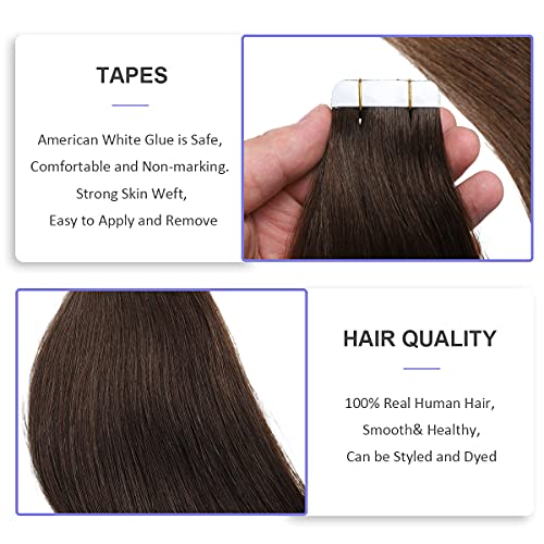 Human Hair Tape in Extensions Ombre Baylage Hair 14 Inch Tape in Extensions - Image 43