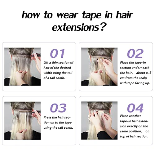 Human Hair Tape in Extensions Ombre Baylage Hair 14 Inch Tape in Extensions - Image 44