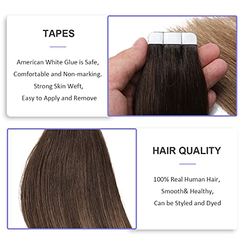 Human Hair Tape in Extensions Ombre Baylage Hair 14 Inch Tape in Extensions - Image 5