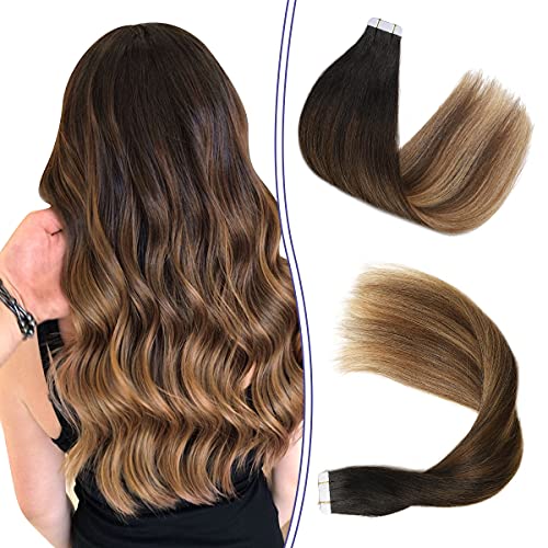 Human Hair Tape in Extensions Ombre Baylage Hair 14 Inch Tape in Extensions - Image 51