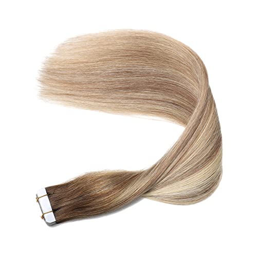Human Hair Tape in Extensions Ombre Baylage Hair 14 Inch Tape in Extensions - Image 57