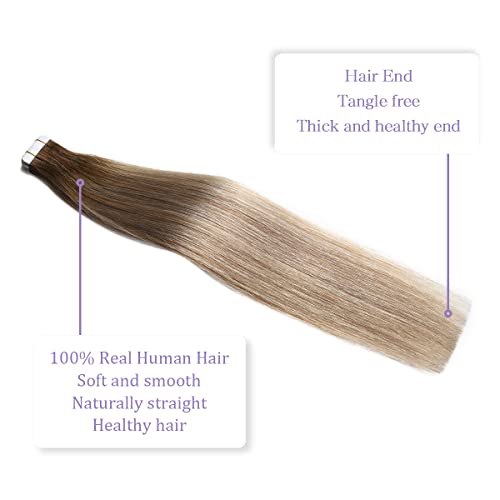 Human Hair Tape in Extensions Ombre Baylage Hair 14 Inch Tape in Extensions - Image 58
