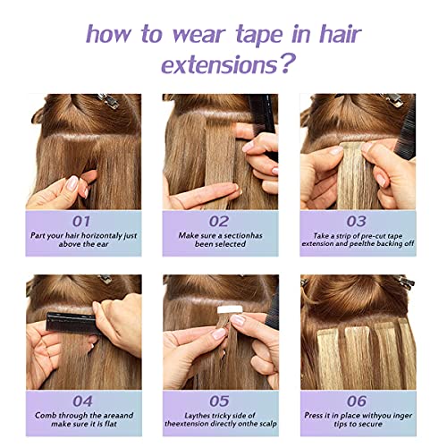 Human Hair Tape in Extensions Ombre Baylage Hair 14 Inch Tape in Extensions - Image 6