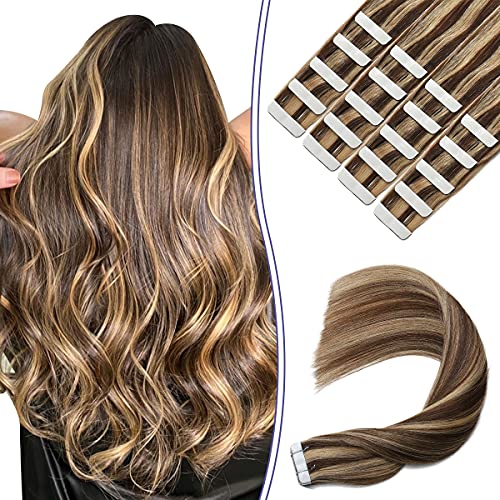 Human Hair Tape in Extensions Ombre Baylage Hair 14 Inch Tape in Extensions - Image 69