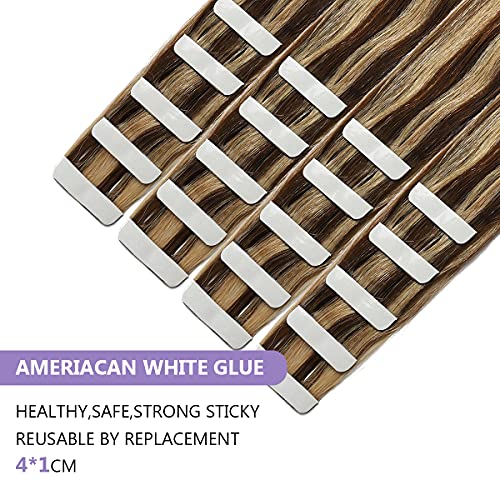 Human Hair Tape in Extensions Ombre Baylage Hair 14 Inch Tape in Extensions - Image 74