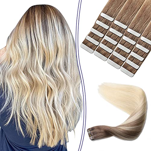 Human Hair Tape in Extensions Ombre Baylage Hair 14 Inch Tape in Extensions - Image 75