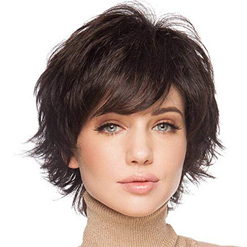 Layered Short Flip Style Blended Human Hair Wig for Women