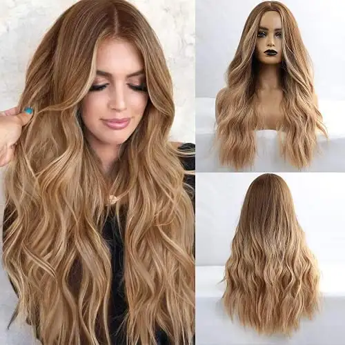 Long Golden Brown Wavy Heat Friendly Wig