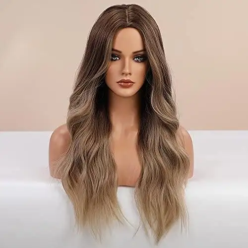 Long Middle Parting Hair Wig Dark Brown to Light Brown - Image 4