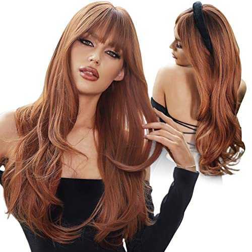 Long Straight Auburn Layered Wig